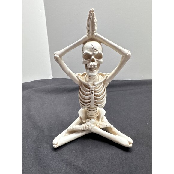 Yoga Skeleton Figurine In Lotus Pose Meditative Decor  7" Tall Halloween Chiro L - Picture 1 of 7